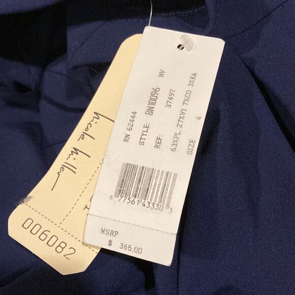 Nicole Miller Atelier - NWT Navy Blue Sheath Dress with Mock Neck - Picture 6 of 9